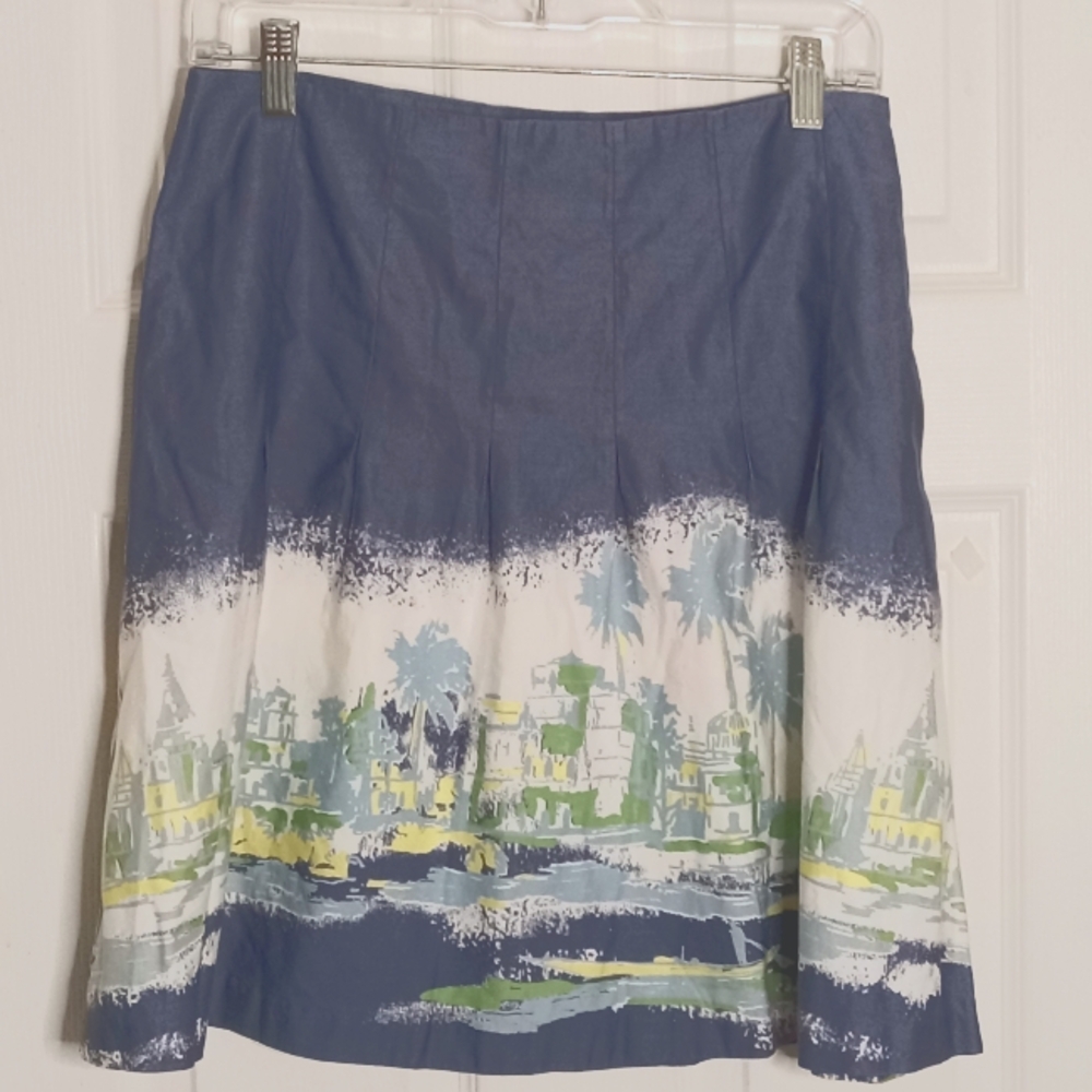 cotton skirt Village Scene Vintage Old Navy Fit And Flare Size 4